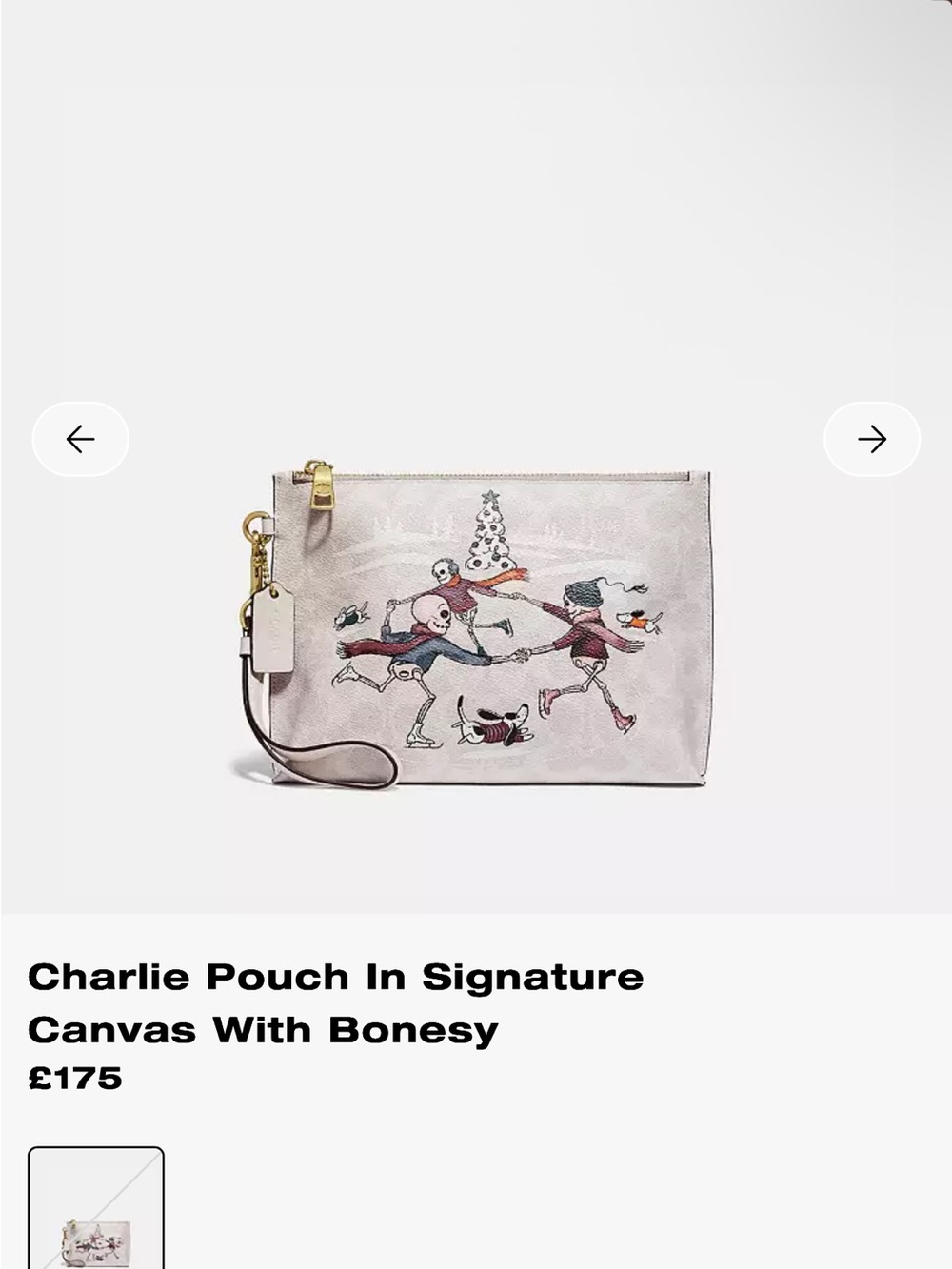 Coach Charlie Wristlet Pouch in Pale Pink with Bonesy Illustration